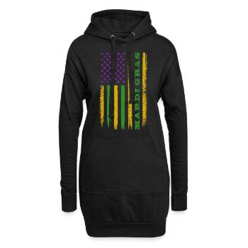 Mardi Gras - Drapeau US - Costume - Cadeau - Sweat-shirt à capuche long Femme - noir - Devant