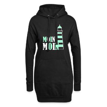 Leuchturm moin türkis - Hoodie-Kleid - Schwarz - Vorne