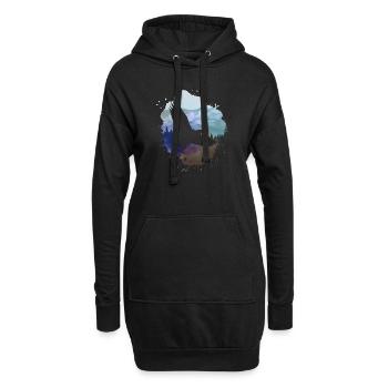 adler,malerei,grau,fliegen,vogel,berge,landschaft - Hoodie-Kleid - Schwarz - Vorne