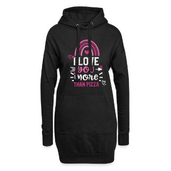I love you more than pizza - Hoodie-Kleid - Schwarz - Vorne