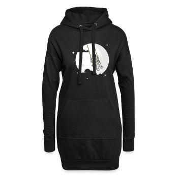 Astronaute Lune Balançoire Jeune fille cosmonaute - Sweat-shirt à capuche long Femme - noir - Devant