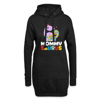 Maman dinosaure enfant autiste mère - Sweat-shirt à capuche long Femme - noir - Devant