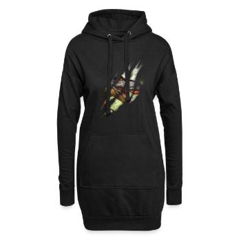 Trex Dinosaurier Zerrissene Klaue Dino - Hoodie-Kleid - Schwarz - Vorne