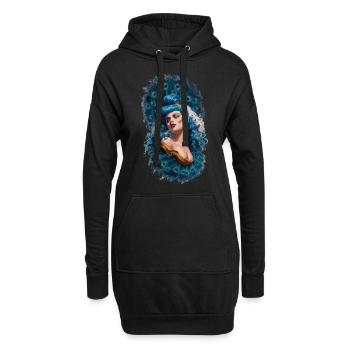 Exotische Fantasie Gefiederter Pfau Kunst - Hoodie-Kleid - Schwarz - Vorne