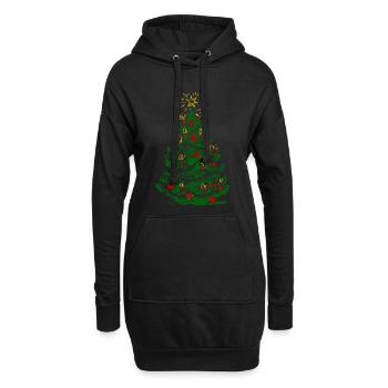 Weihnachtsbaum mit Kerzen und Stern - Hoodie-Kleid - Schwarz - Vorne