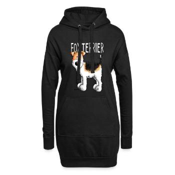 Kleiner Foxterrier - Hund - Hunde - Tier - Comic - Hoodie-Kleid - Schwarz - Vorne