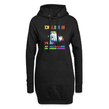 Endlich 18 Lustig Kotzendes Einhorn 18. Geburtstag - Hoodie-Kleid - Schwarz - Vorne