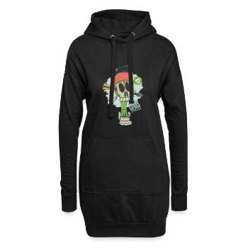 Mélange de skate zombie d’os - Sweat-shirt à capuche long Femme - noir - Devant