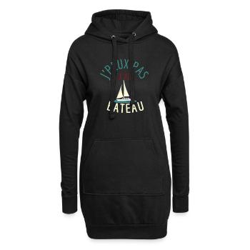 j'peux pas j'ai bateau - Sweat-shirt à capuche long Femme - noir - Devant