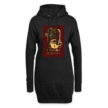 Le café et la musique sont relaxants - Sweat-shirt à capuche long Femme - noir - Devant