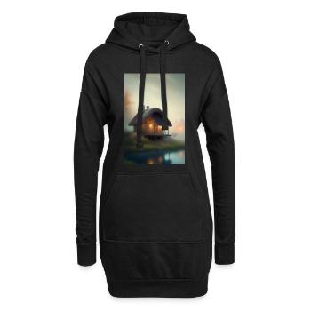 Charmante Hütte am See - Hoodie-Kleid - Schwarz - Vorne