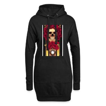 Crâne abstrait avec des roses - Sweat-shirt à capuche long Femme - noir - Devant