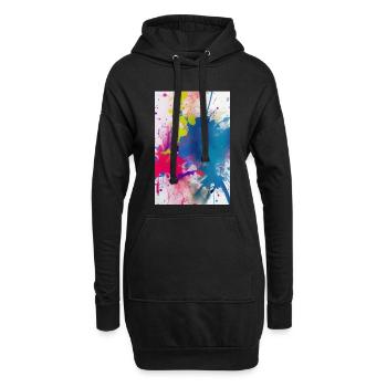 Farbkleckse. Malerei - Hoodie-Kleid - Schwarz - Vorne