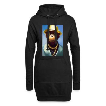 Singe cool avec chaîne en or - Sweat-shirt à capuche long Femme - noir - Devant