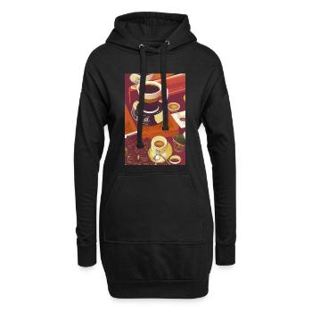 Kaffee, Kaffeebohnen - Hoodie-Kleid - Schwarz - Vorne