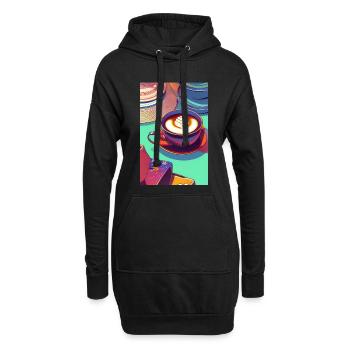 Kaffee, Kaffeebohnen - Hoodie-Kleid - Schwarz - Vorne
