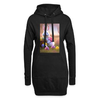 Lapin de Pâques avec œufs de Pâques - Sweat-shirt à capuche long Femme - noir - Devant