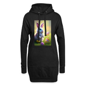 Lapin de Pâques avec œufs de Pâques - Sweat-shirt à capuche long Femme - noir - Devant