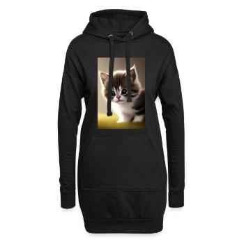 Bébé chat - Sweat-shirt à capuche long Femme - noir - Devant