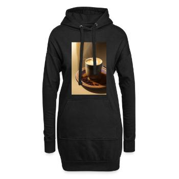 Kaffee, Kaffeebohnen - Hoodie-Kleid - Schwarz - Vorne