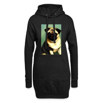 Mops Hund - Hoodie-Kleid - Schwarz - Vorne