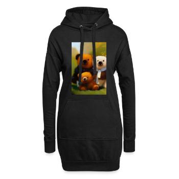 Teddybär - Hoodie-Kleid - Schwarz - Vorne