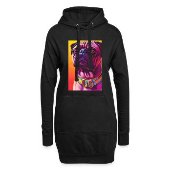 Mops Hund - Hoodie-Kleid - Schwarz - Vorne