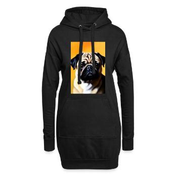 Mops Hund - Hoodie-Kleid - Schwarz - Vorne