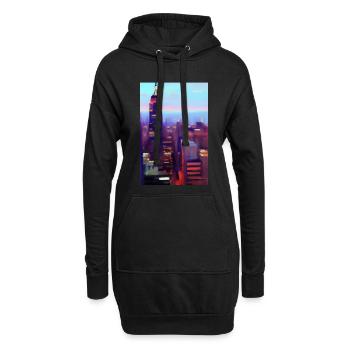 Horizon de la ville de New York - Sweat-shirt à capuche long Femme - noir - Devant