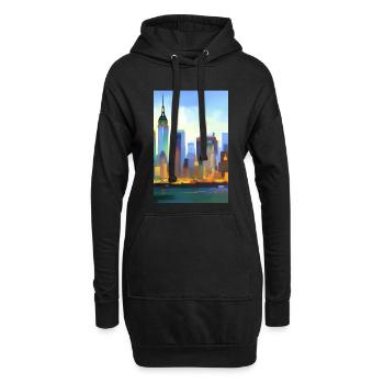 Horizon de la ville de New York - Sweat-shirt à capuche long Femme - noir - Devant