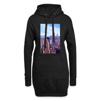 Horizon de la ville de New York - Sweat-shirt à capuche long Femme - noir - Devant