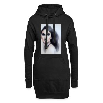 Frau mit Schmuck - Hoodie-Kleid - Schwarz - Vorne