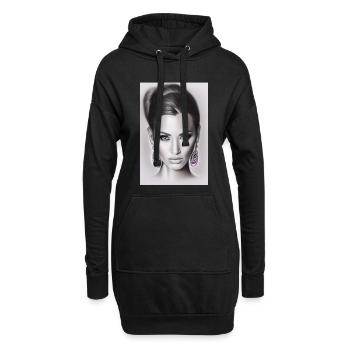 Femme avec boucle d’oreille - Sweat-shirt à capuche long Femme - noir - Devant