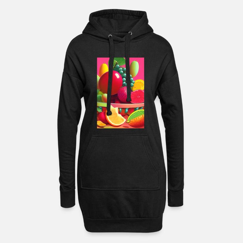 Früchte - Hoodie-Kleid - Schwarz