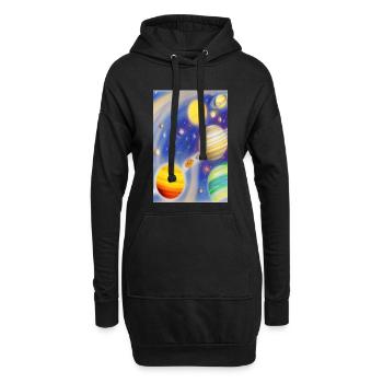 Weltall und Planeten - Hoodie-Kleid - Schwarz - Vorne