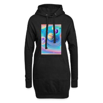 Weltall und Planeten - Hoodie-Kleid - Schwarz - Vorne