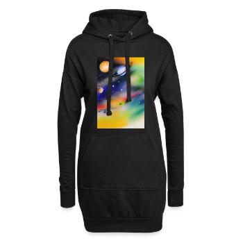Weltall und Planeten - Hoodie-Kleid - Schwarz - Vorne