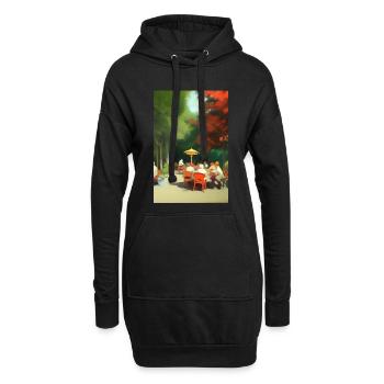 Asiatisches Cafe im Freien - Hoodie-Kleid - Schwarz - Vorne