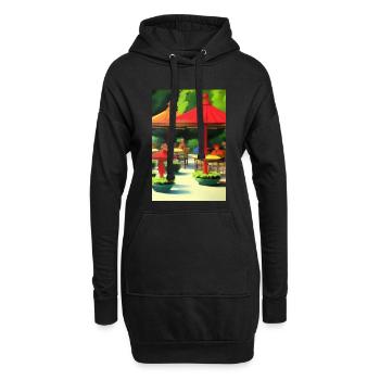 Asiatisches Cafe im Freien - Hoodie-Kleid - Schwarz - Vorne