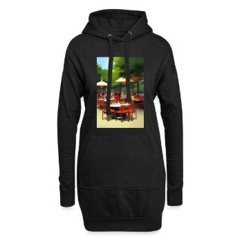 Asiatisches Cafe im Freien - Hoodie-Kleid - Schwarz - Vorne