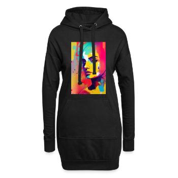 Abstrakte Kunst - Hoodie-Kleid - Schwarz - Vorne