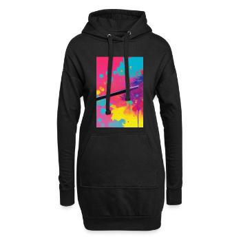 Abstrakte Kunst - Hoodie-Kleid - Schwarz - Vorne