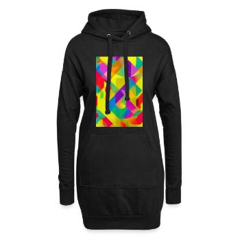 Retro Muster Bunt - Hoodie-Kleid - Schwarz - Vorne