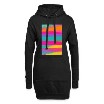 Retro Muster Bunt - Hoodie-Kleid - Schwarz - Vorne