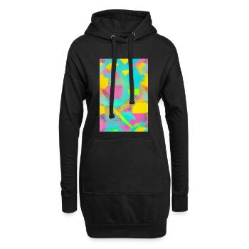 Retro Muster Bunt - Hoodie-Kleid - Schwarz - Vorne