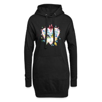 Cœur bavarois en pain d’épices avec deux oiseaux en costume traditionnel - Sweat-shirt à capuche long Femme - noir - Devant