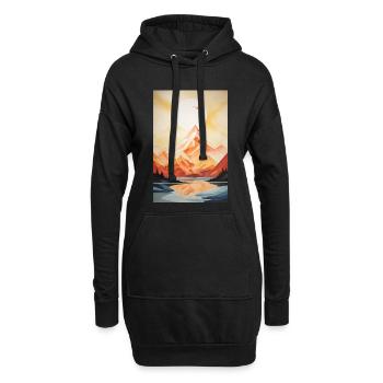 Berglandschaft mit Sonnenuntergang - Hoodie-Kleid - Schwarz - Vorne