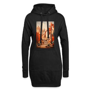 Wüstenlandschaft, Wüstendorf - Hoodie-Kleid - Schwarz - Vorne
