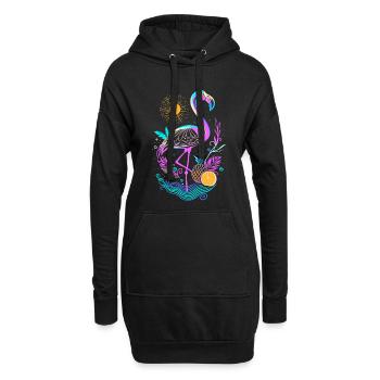 Fruits d’ananas flamant rose - Sweat-shirt à capuche long Femme - noir - Devant