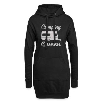 Camping en caravane - Sweat-shirt à capuche long Femme - noir - Devant